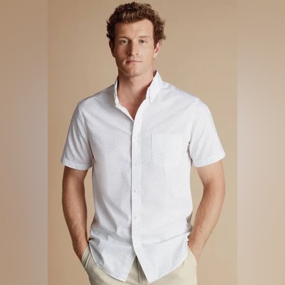 ADONIS White Cotton Short Sleeve Button Down Formal Fancy Dress Shirt Neck 14.5 - Picture 3 of 16
